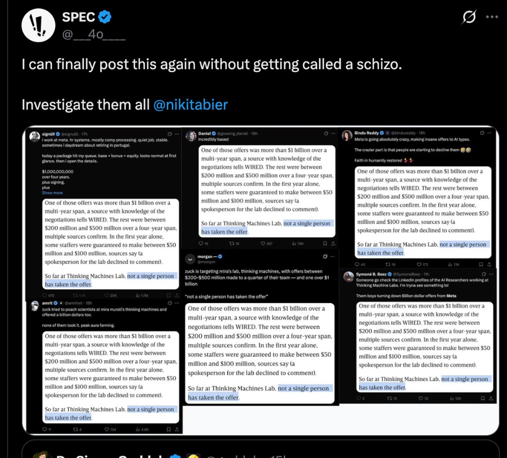 Five content creators shilling for Thinking Machines